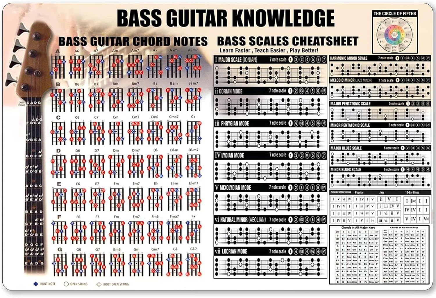 Musical Instrument Poster - Panneau métallique de connaissance de guitare