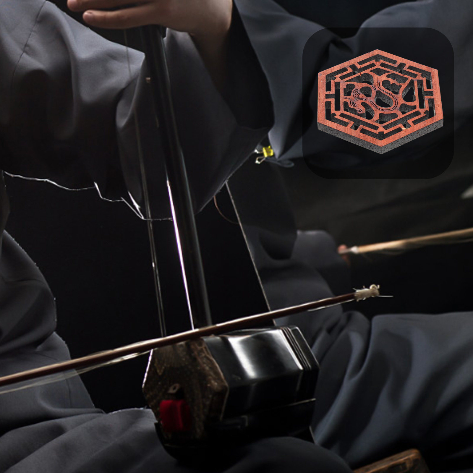 Erhu Violin Chinese - Fenêtre sonore hexagonale en bois de